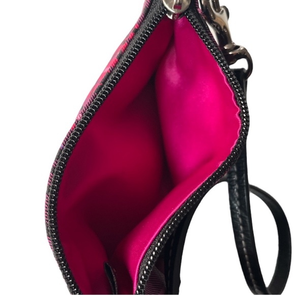 Coach Signature Logo Plaid Wristlet Clutch Purple Black Pink - Picture 6 of 8